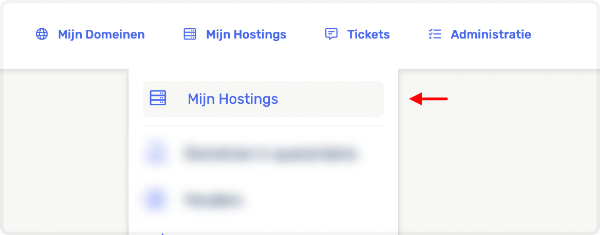 Klantenpaneel mijn hostings knop
